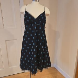 Onyx Nite Black and Blue Polka Dot Dress